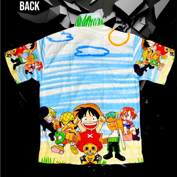 All Over Print one Piece Anime Button Up Shirt - Picture 3 of 4